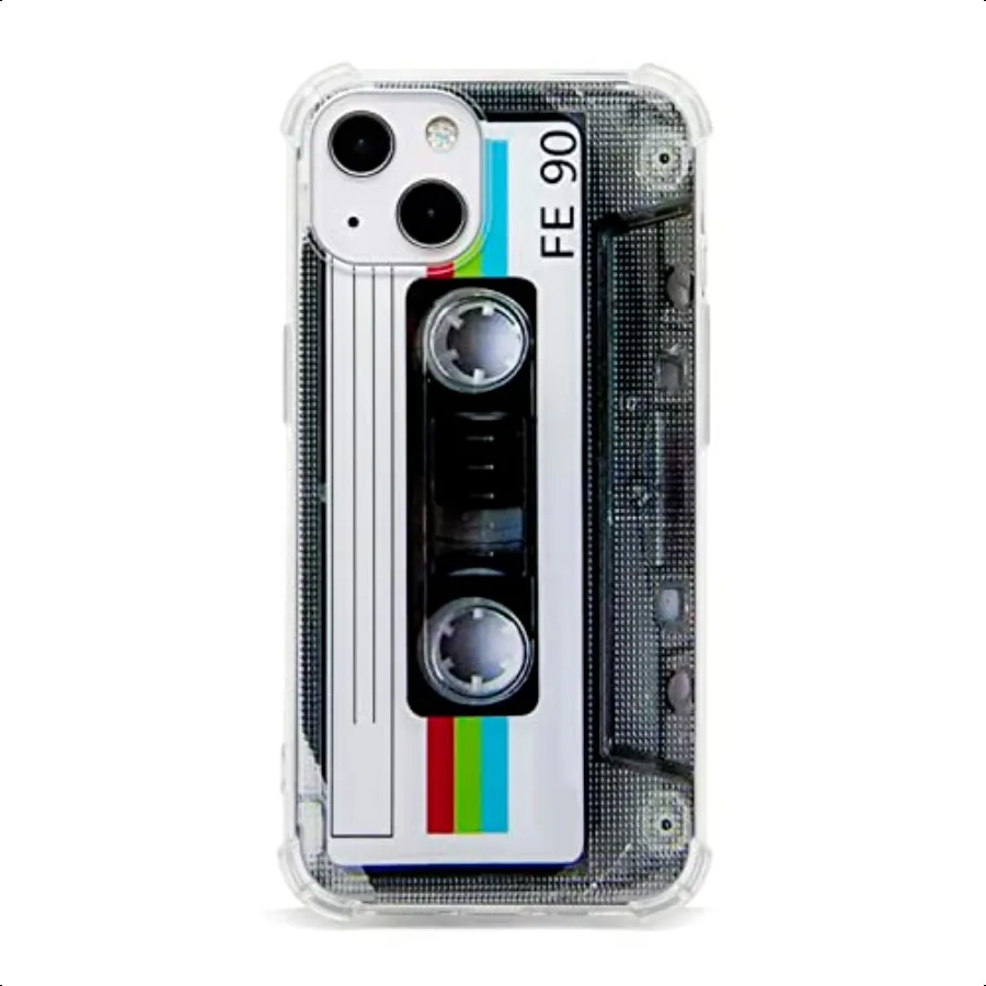 

Case for iPhone 1atte Finish Heavy Duty Soft Back Cover with Reinforced Corners TPU Soft Bumper Retro Cassette Tape Case Compat