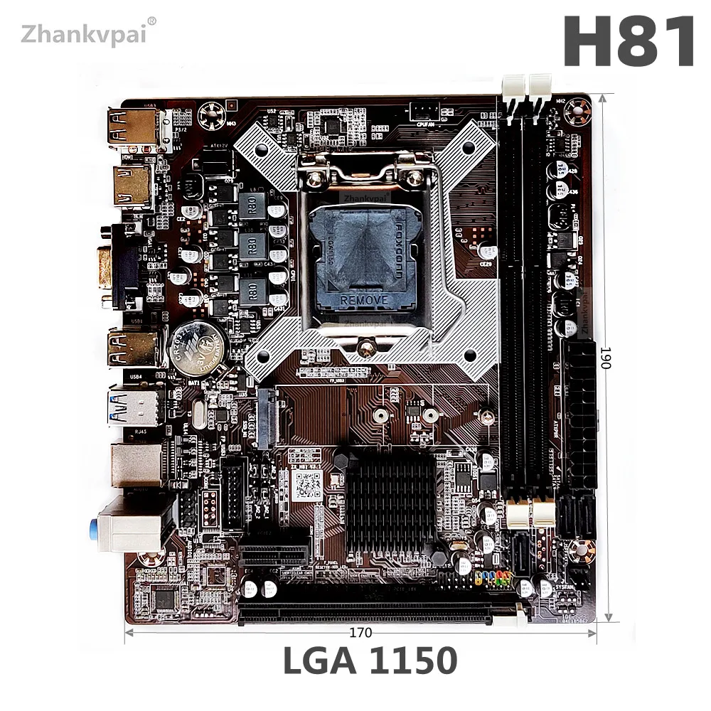 H81 LGA 1150 Motherboard dengan Intel Core i3-4170 CPU 3.7 GHZ Dukungan Ganda 8(2*4)GB grafis terintegrasi DDR3 RAM USB3.0