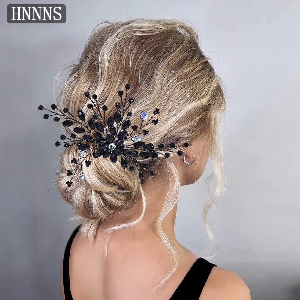 

HNNNS Simple Crystal Hair Comb Black Exquisite Side Comb Clips For Women Casual Hairpins Elegant Hair Band Headdress A348