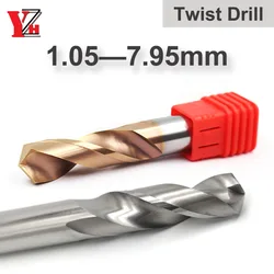 YZH Carbide Twist Drill 1.05-8.05mm Diameter Decimal point HRC50/55 Tungsten Steel Handle For Metal CNC Lathe Machining