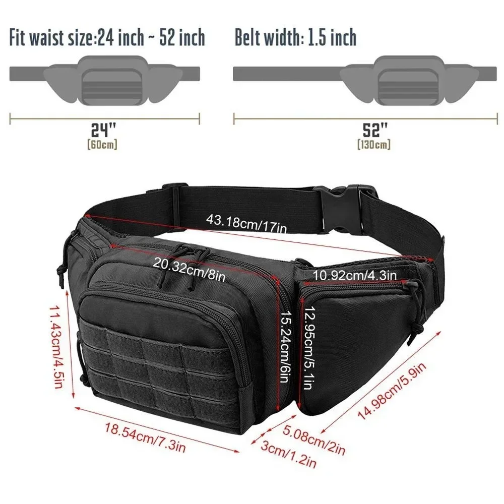 Männer Nylon Schulter Wandern Handy Tasche Taktische Multi-funktion Taille Pack Fanny Packs Sport High-kapazität Taille Tasche – Detail 4