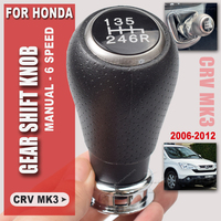 6 Speed Car Manual Gear Shift Knob Shifter Lever Stick Black Leather For Honda CRV CR-V MK3 2006-2012 Car Accessories