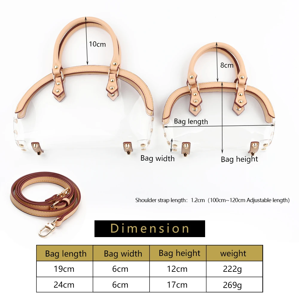 Luxury Leather Shoulder Strap PVC Bag Transparent Design Messenger Bag Tote Bag DIY Handmade Handbag Accessories