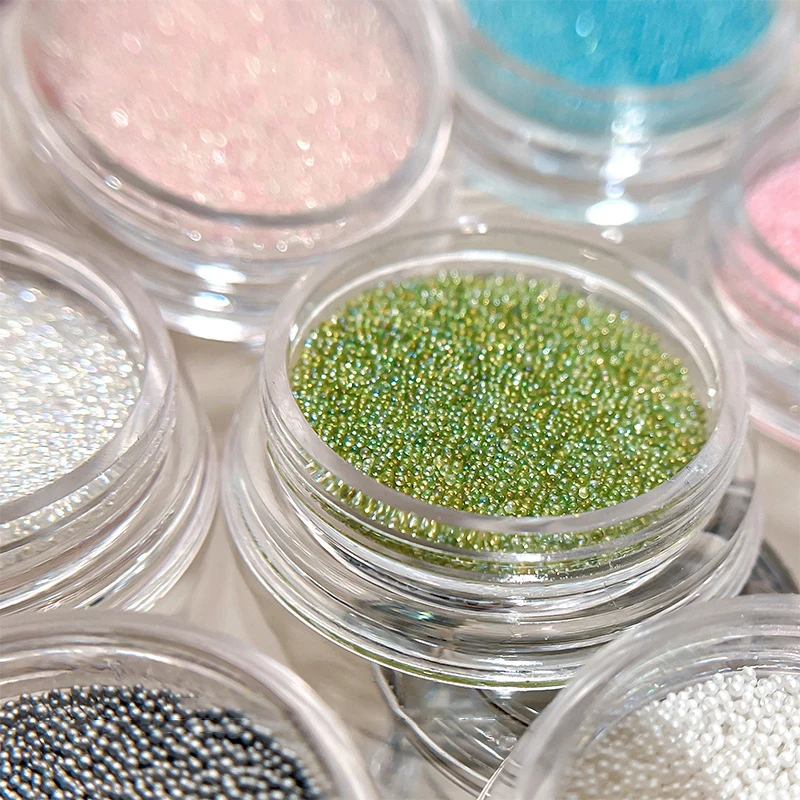 ネイルアート用キャビアラインストーン,1ボトル,マルチカラー,ミニラウンドボール,3D装飾用クリスタルビーズ