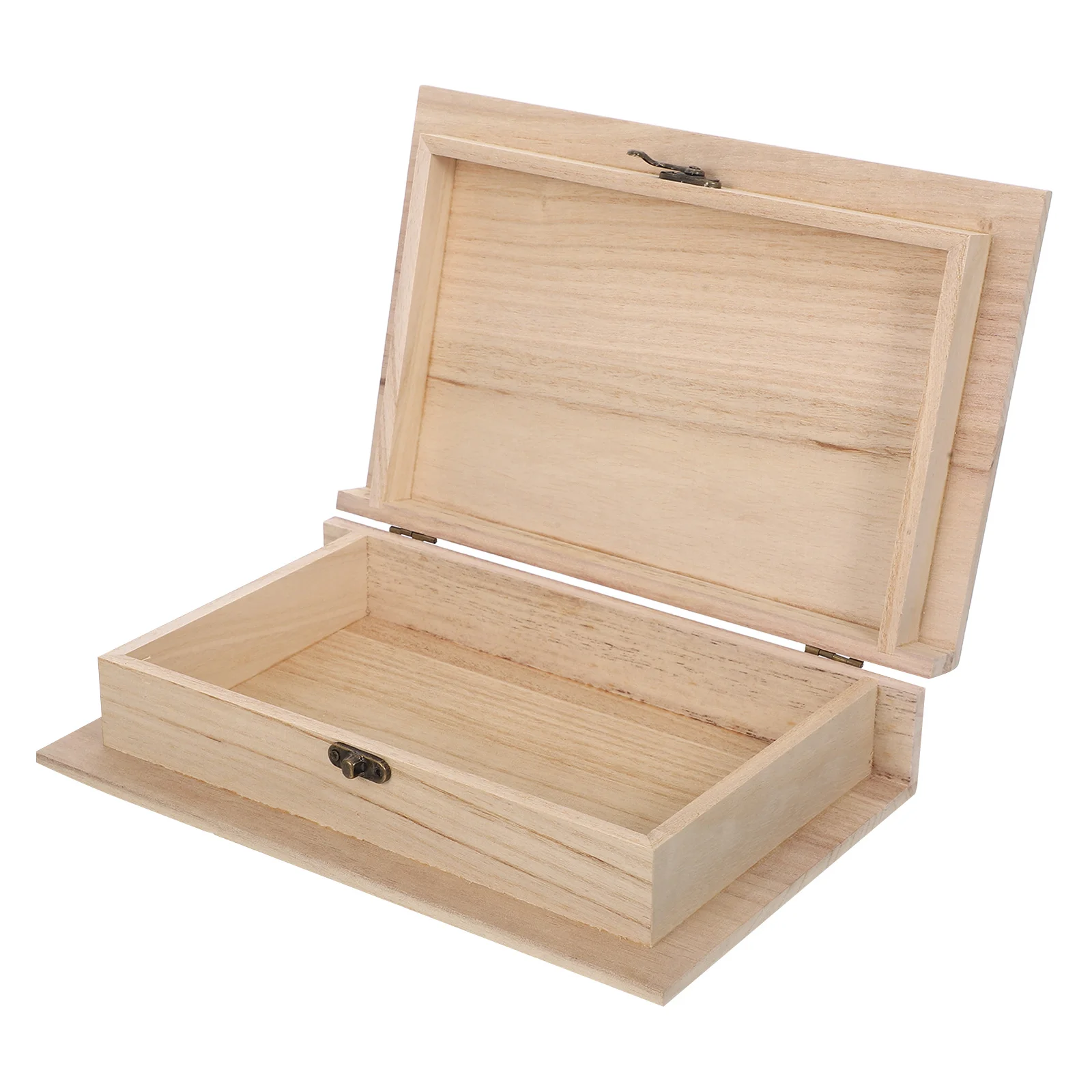 

Wooden Book Shaped Storage Box Hinged Lid Blank Keepsake Organizer Case Jewelry Cards Trinket Container 28x17.8x7cm Wood