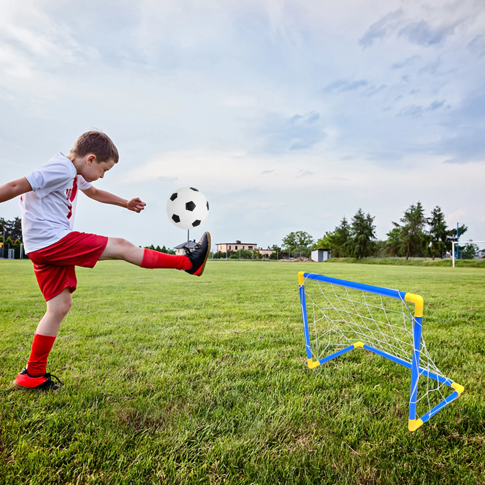 Filet de football pliable bleu pour enfants, porte de football à assemblage Portable, pour Sports de plein air, arrière-cour, Camping, entraînement de fête sur la plage