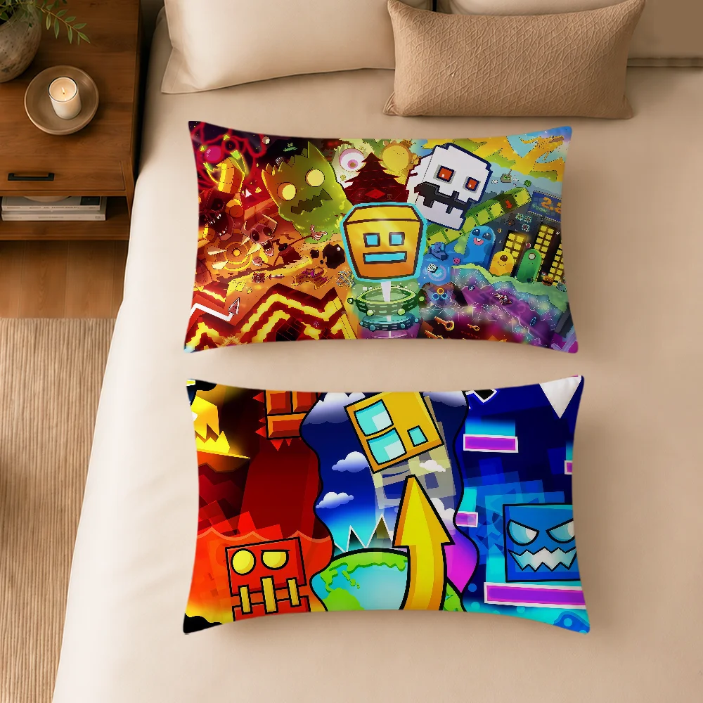 Fotografia 5: Capa de Almofada Fun Game Geometry D-Dash Lite, Capa de Almofada Retangular Macia para Decoração de Sofá, Sala de Estar, Dormitório, Presente
