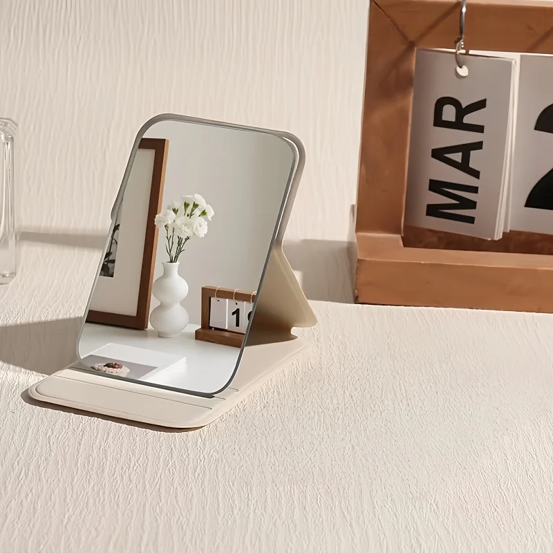 Makeup Mirror Perfect Gift Outdoor Essential Exquisite PU Leather Makeup Shaving Mirror Portable Tabletop Organizer Girls