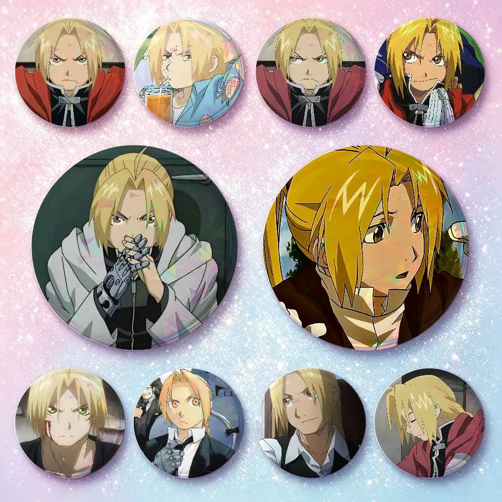 Anime E-Edward E-Elric Badges Button Round Creative Pin Brooch Badge Bag Decor Accessories Fans Collect Friends Gifts