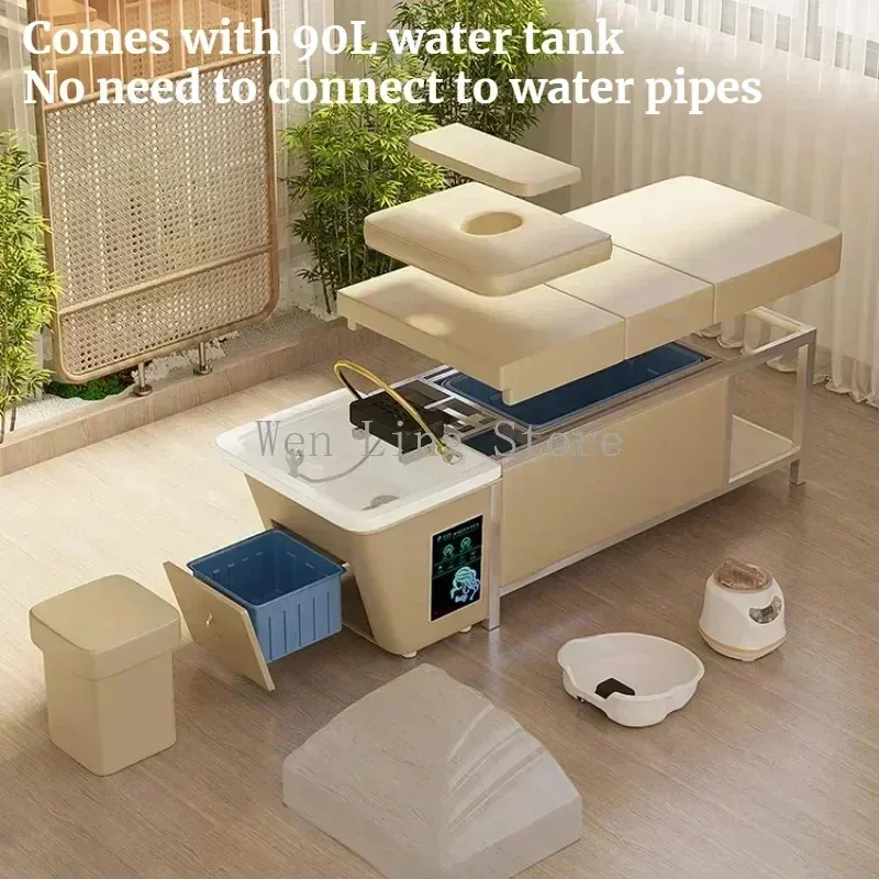 XinSheng Multifunctional Thai Massage Table Shampoo Bed with Water Circulation Fumigation Basin Hair Salon SPA Furniture