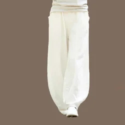 2024 Summer New Cotton and Hemp Lantern Pants Zen Training Elastic Waist Large Size Loose Pants Women's Casual Pants