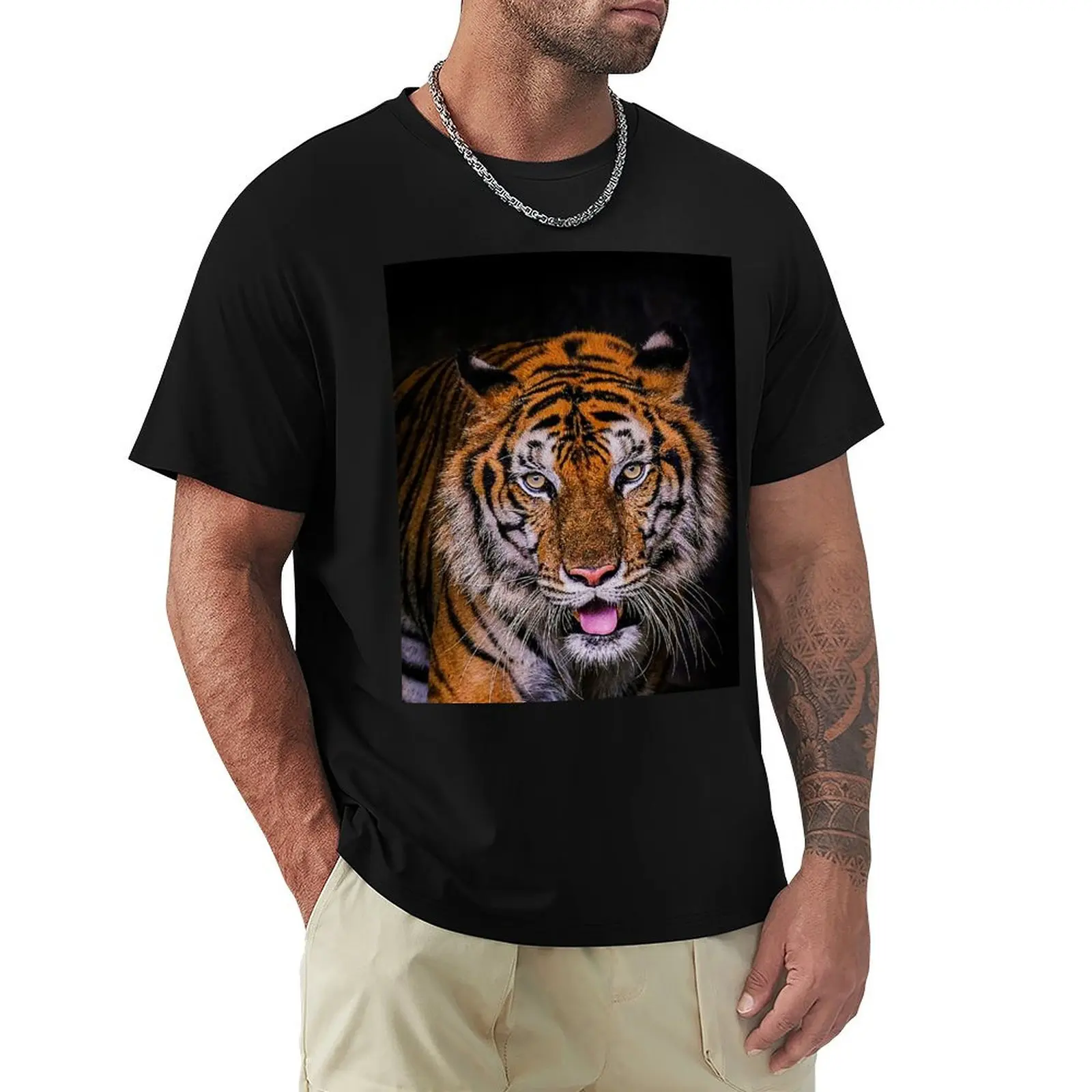 Tiger, Shadow Tiger, Beautiful Bengal Tiger T-Shirt Casual Pattern Print Tee Shirt