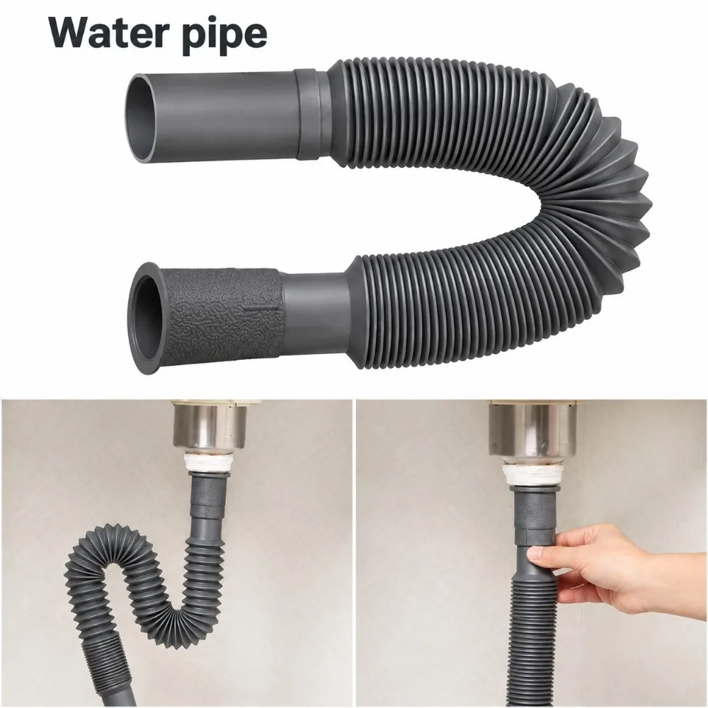 Flexible Silicone Sink Drain Hose Anti Odor Bendable Sink Drain Accessory Soft Silicone Easy Install Wash Basin Drain Pipe