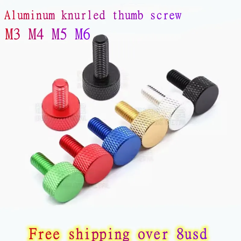 Beicai 20Pcs/Lot M3 M4 M5 M6*6/8/10/12/16/20 Colourful Aluminum Knurled Knob Hand Tighten Thumb Screws
