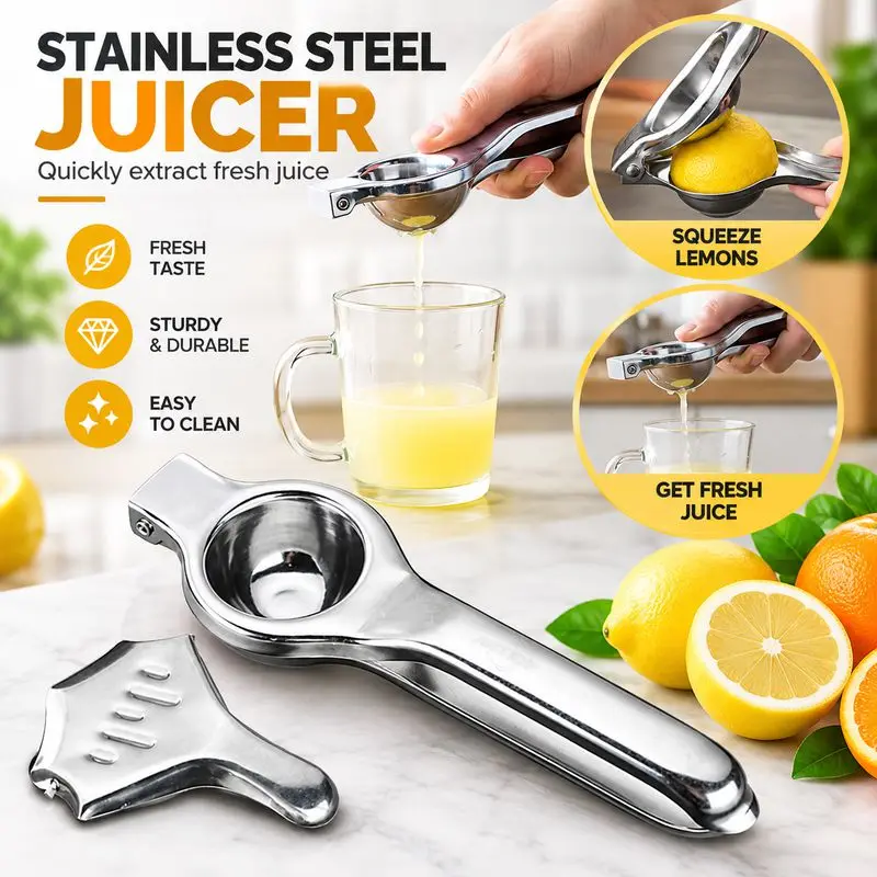 Stainless Steel Handheld Lemon Juicer Clip Manual Non-slip Citrus Orange Press for Kitchen Fruit Juice Making