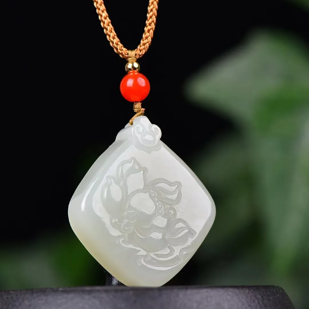 Exquisite Hetian jade lotus pendant jewelry 1528#