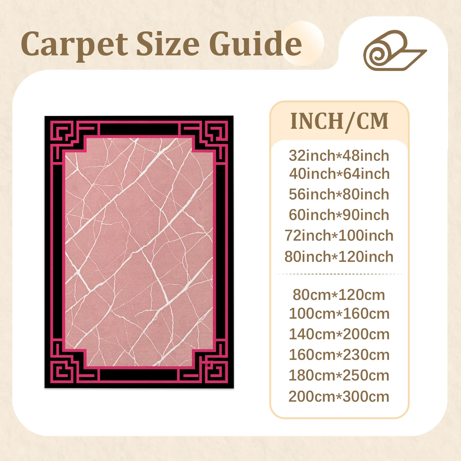 Pink Marble Geometric Border Velvet Area Rug, Machine Washable Durable Floor Mat for Living Room, Bedroom, Dining Room, Entryway, Ideal for Halloween, Thanksgiving, Christmas, New Year, Black Friday, Cyber Monday Home Decor