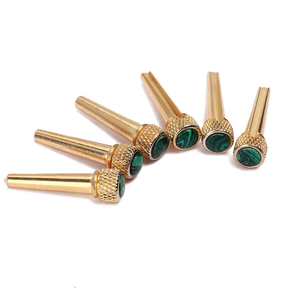 

6 pcs Golden Guitar Bridge Pins Brass Inlaid Abalone Dot Acoustic Replacement Parts For Sound Upgrade Guitar Accessory