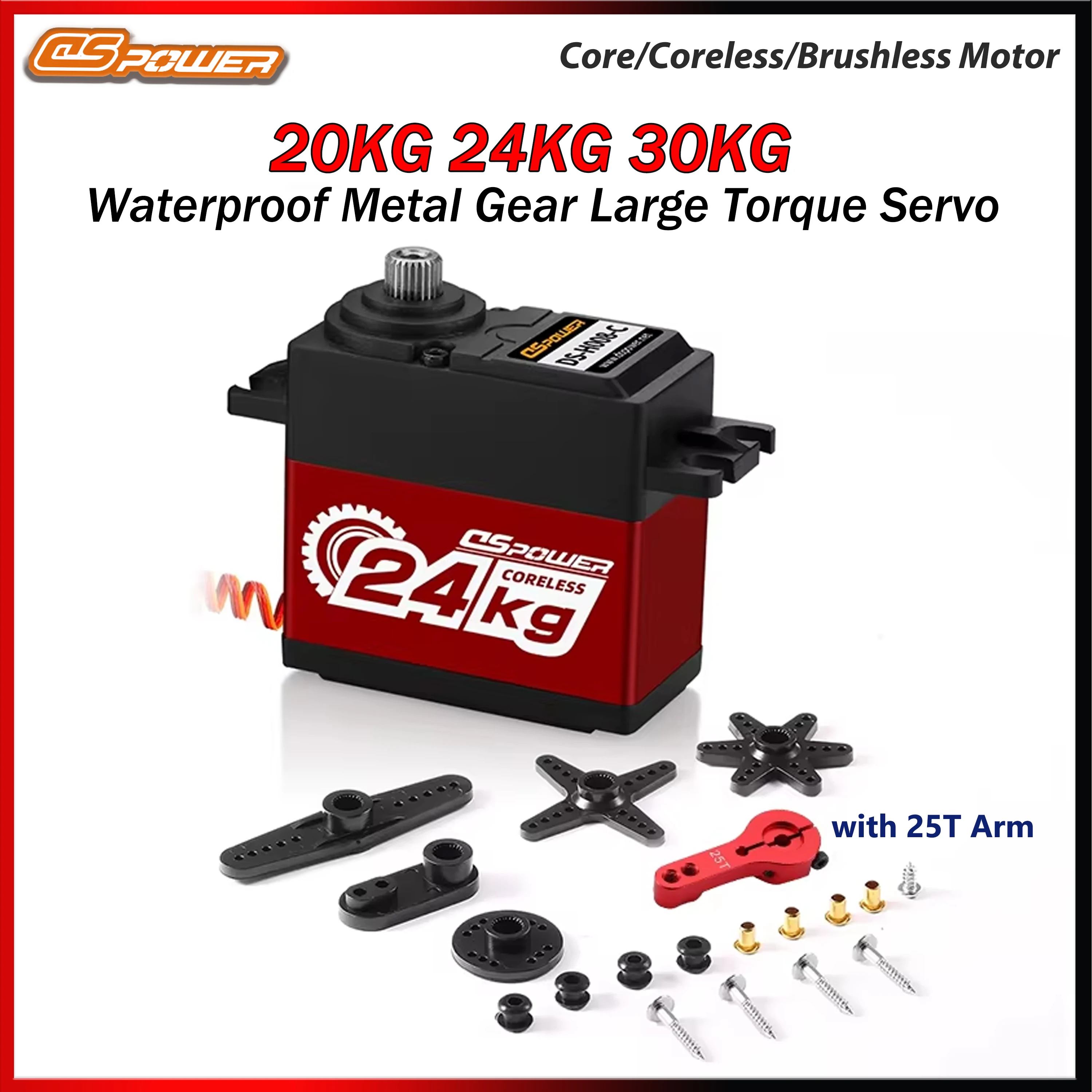 

DSpower 20KG 24KG 30KG Waterproof Servo Large Torque Metal Gear RC Servo Core/Coreless/Brushless Motor for 1/8 1/10 RC Car Robot