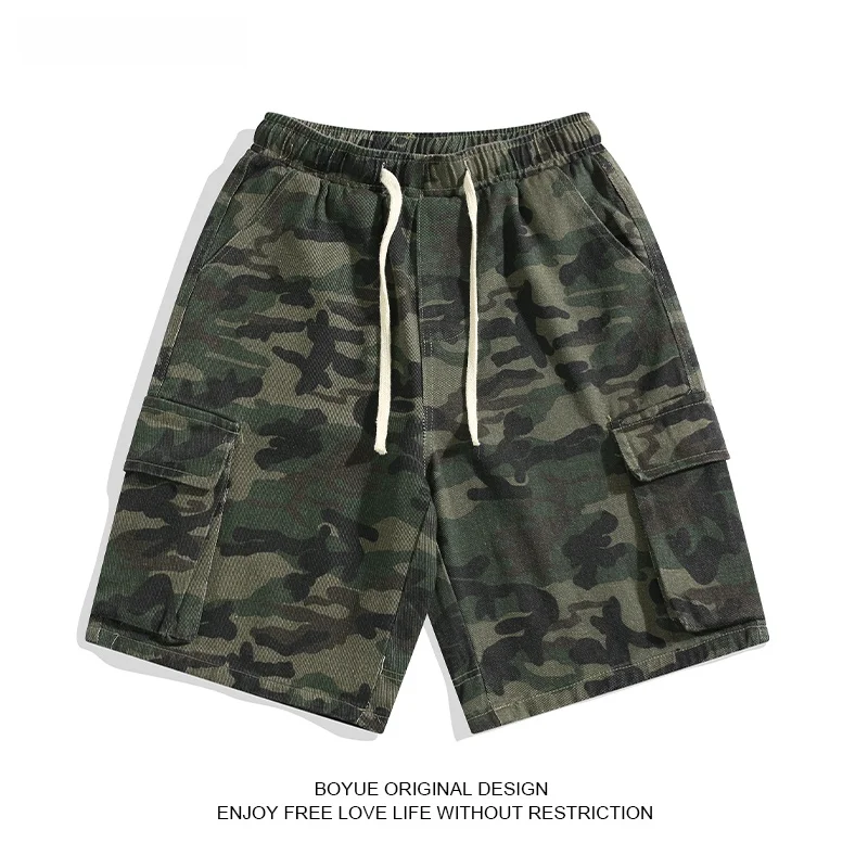

Boyue American Retro Camouflage Denim orts Men's Summer High Street Hiphop Straight Leg Workwear Trousers Casual Youthful S...