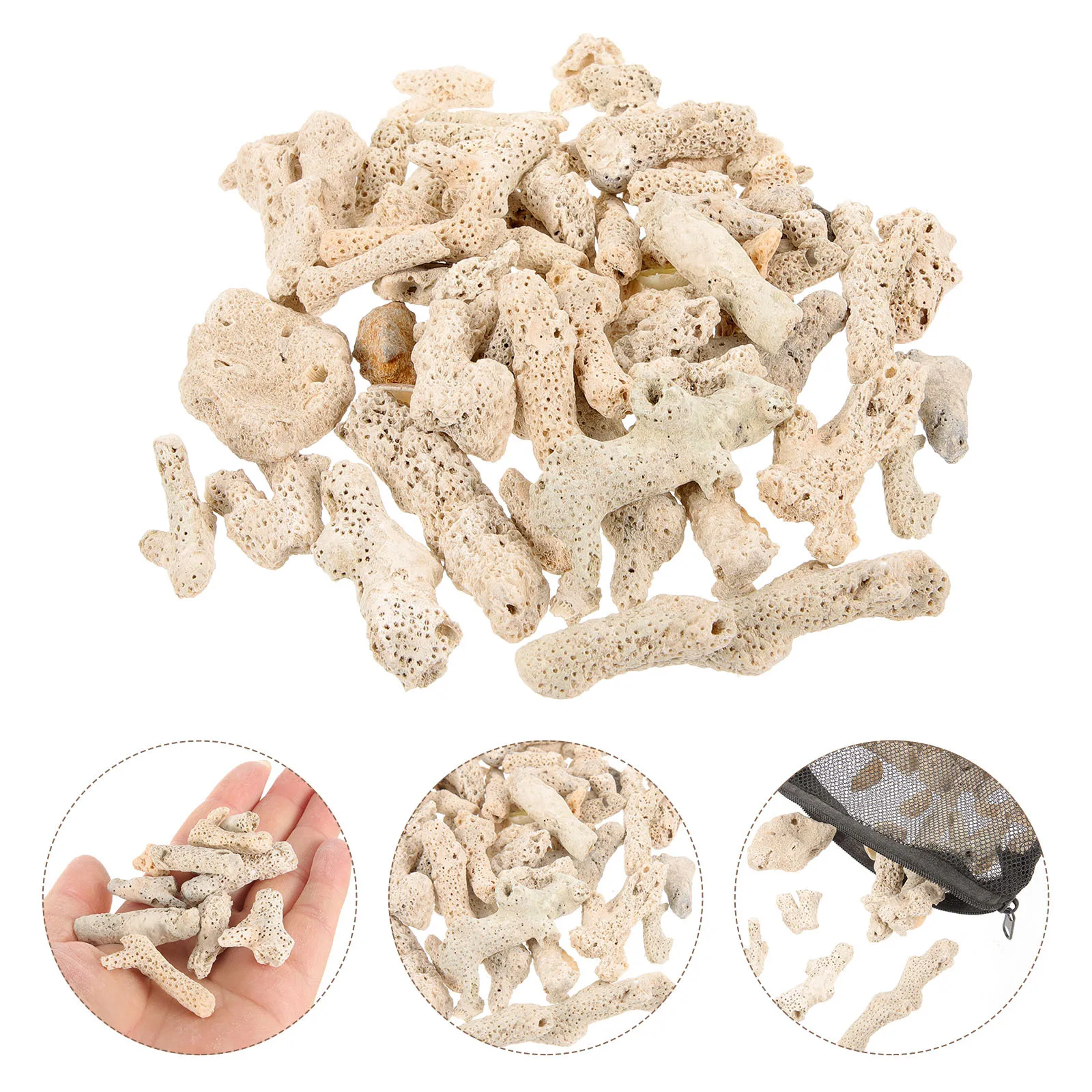 

1 Set Of Coral Bone Substrate Crushed Coral For Freshwater Aquarium Reusable Aquarium Filter Media Fish Tank Filtration Material
