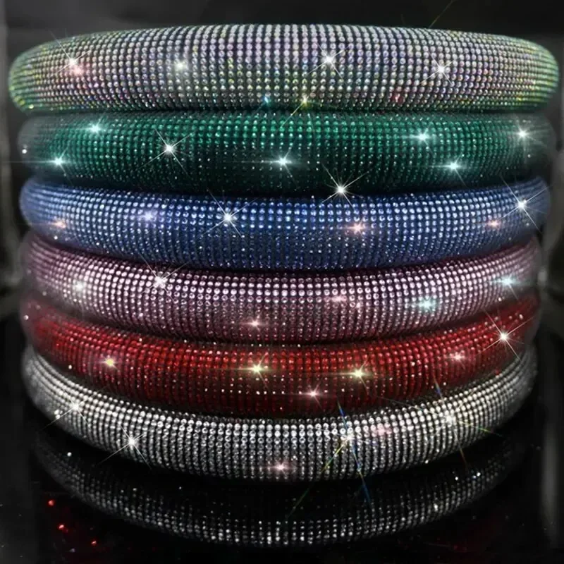 Car Steering Wheel Cover With Crystal Diamond Sparkling Auto Vehicle Decoration Protector Steering Car Wheel image 5