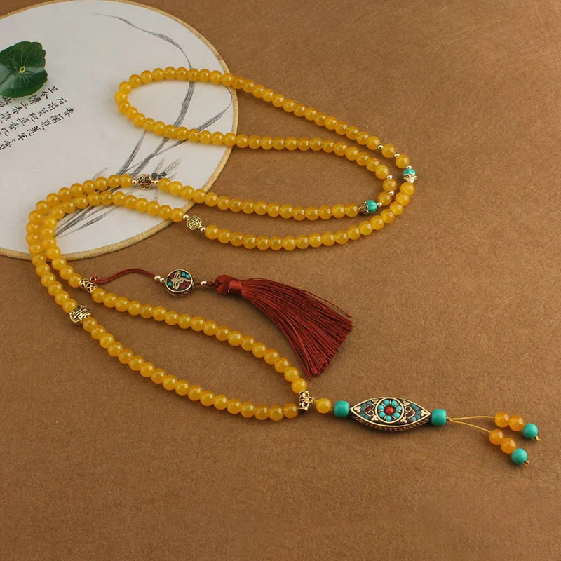Geometrische Quaste Anhänger Kupfer Runde Perle Umhängetasche Kette Ethnischen Stil Frauen Mode Vielseitige Lange Halsketten Schmuck – Detail 5