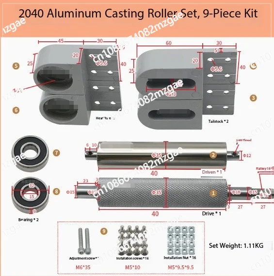 

Small conveyor components, conveyor belt assembly line roller, master-slave power roller, 2040 aluminum seat model