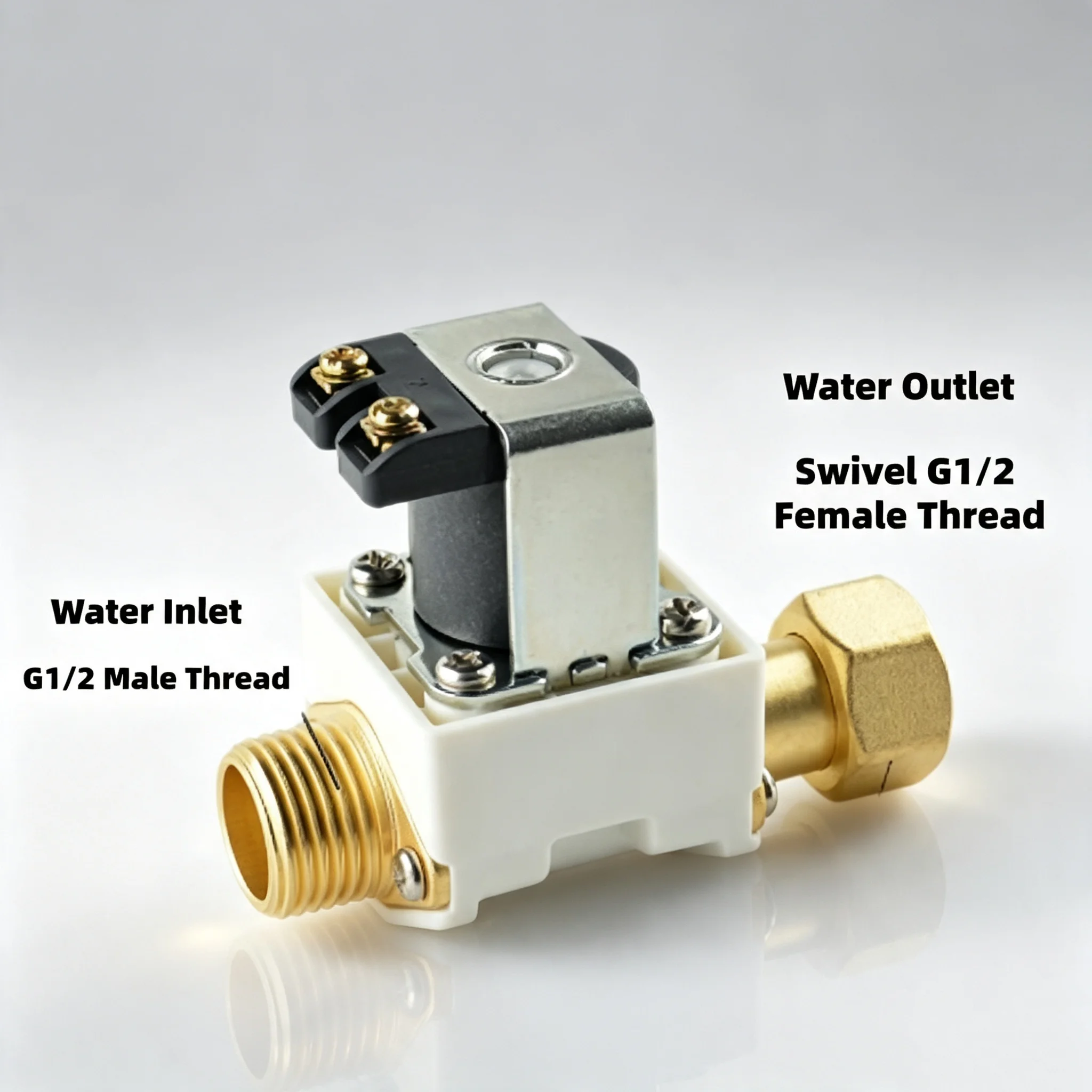 G1/2 A06 Solar-Warmwasserbereiter-Steuermagnetventil, schwenkbar, DN15, männlicher Einlass, weiblicher Auslass, 12VDC 24VDC 220VAC NC/NO – Detail 10
