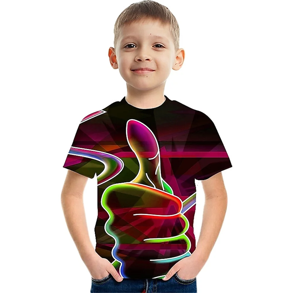 2025 Retro Abstract 3d Printed T Shirt Kids Children Birthday Tshirts Baby Clothes Boys Girls Casual T-Shirts Top Tee