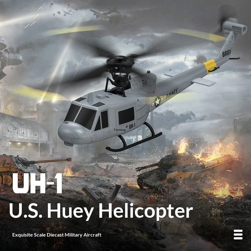 UH-1 Rc Helicopter Simulated Huey 6601 Four Channel Optical Flow Positioning Army Aerial Model Gift For Adult Hobbyists