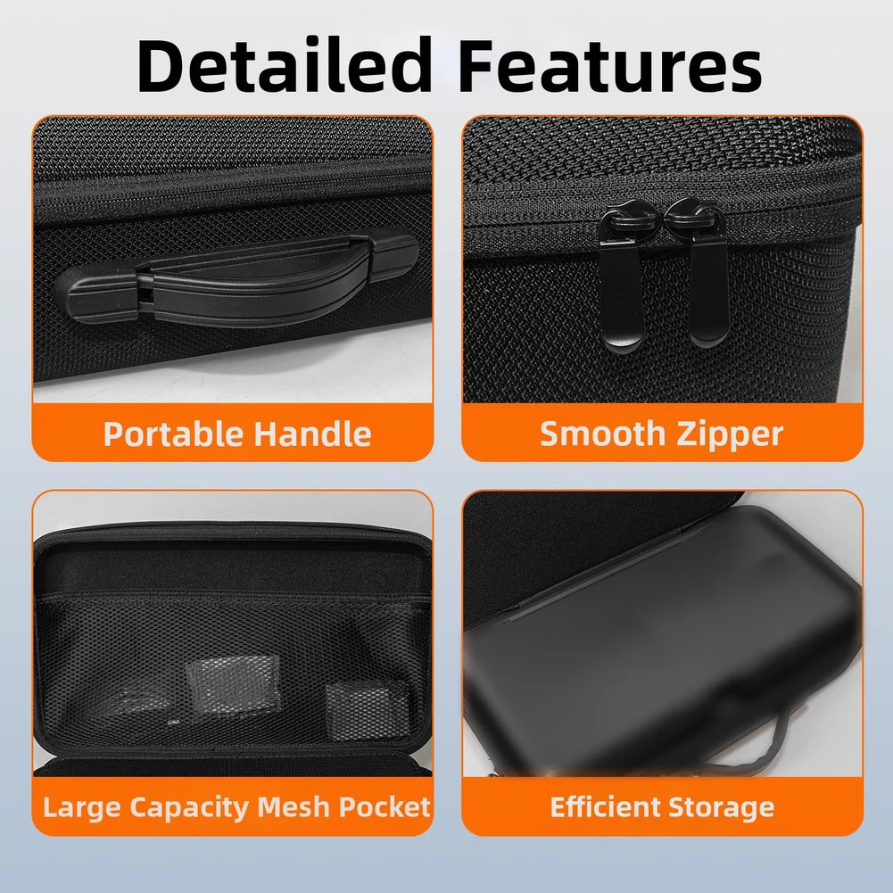 For HP 200 250 Printer EVA Carry Bag - Lightweight Shockproof Storage Case 38x20x13CM Black Protective Cover