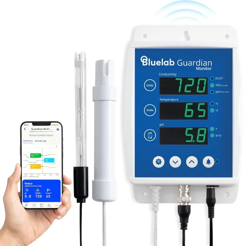 Bluelab Wi-Fi for pH, Temperature, and Conductivity (TDS) Measurements in Water with Calibration, 3 in 1 Digital Nutrient Meter