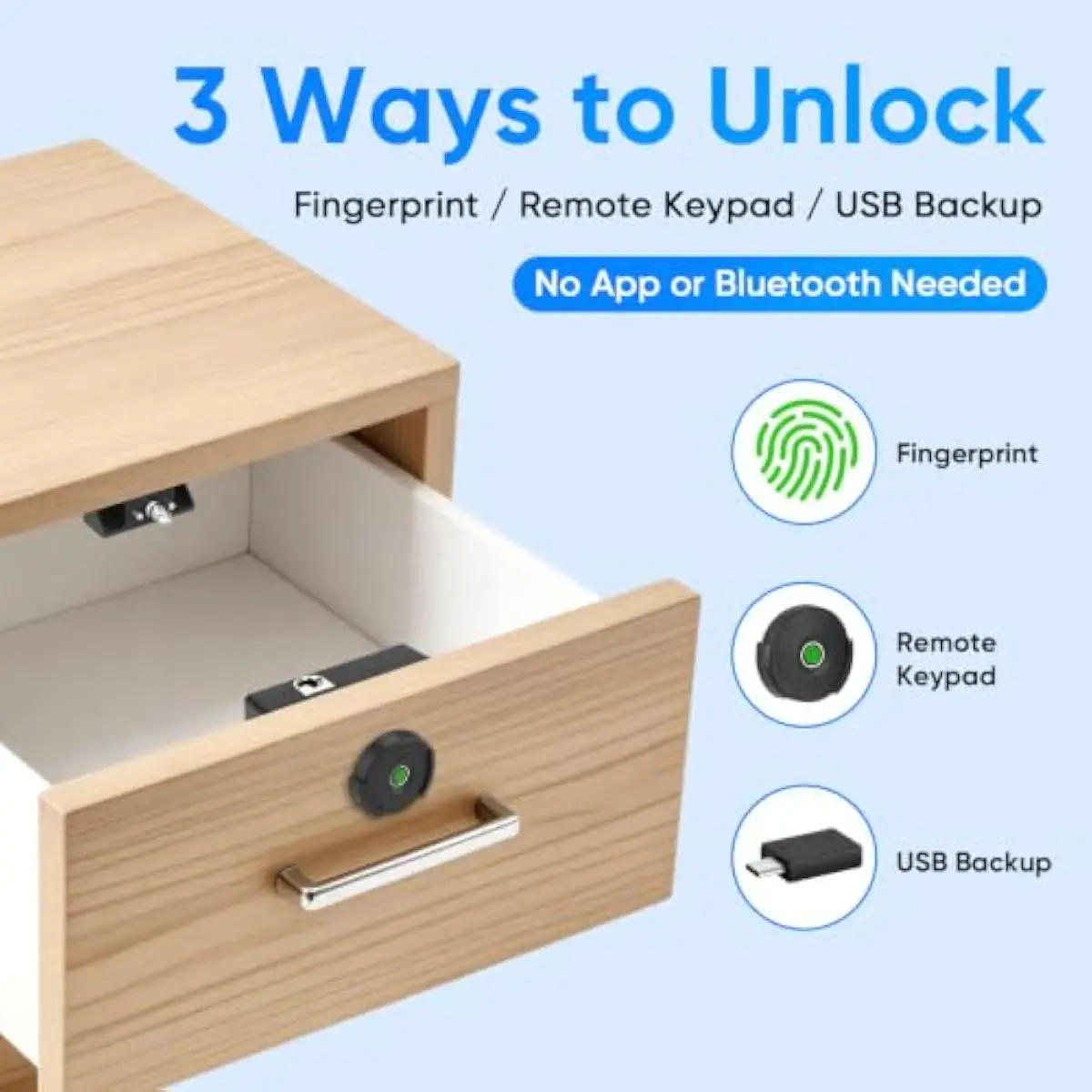 Fingerprint Remote Control Cabinet Lock, Child Safety Lock No APP No Drill
