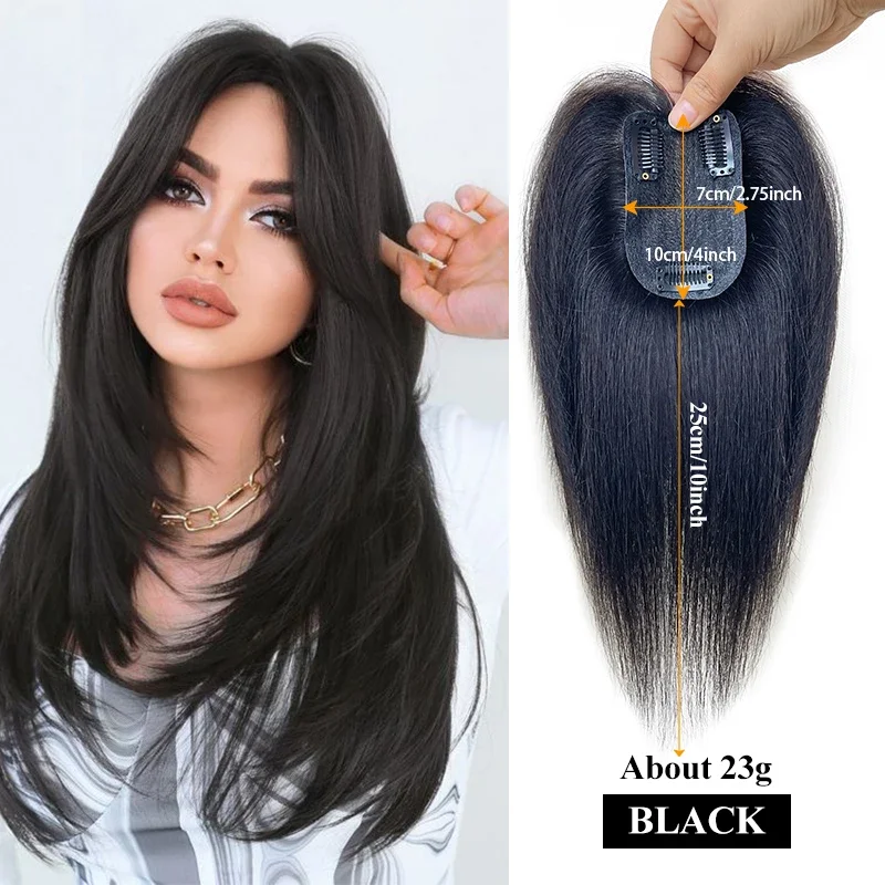 Capelli umani a forma di otto da 25 cm 7X10 cm Estensioni retina per capelli Topper per parrucca con clip Toppers per capelli per donne con capelli diradati
