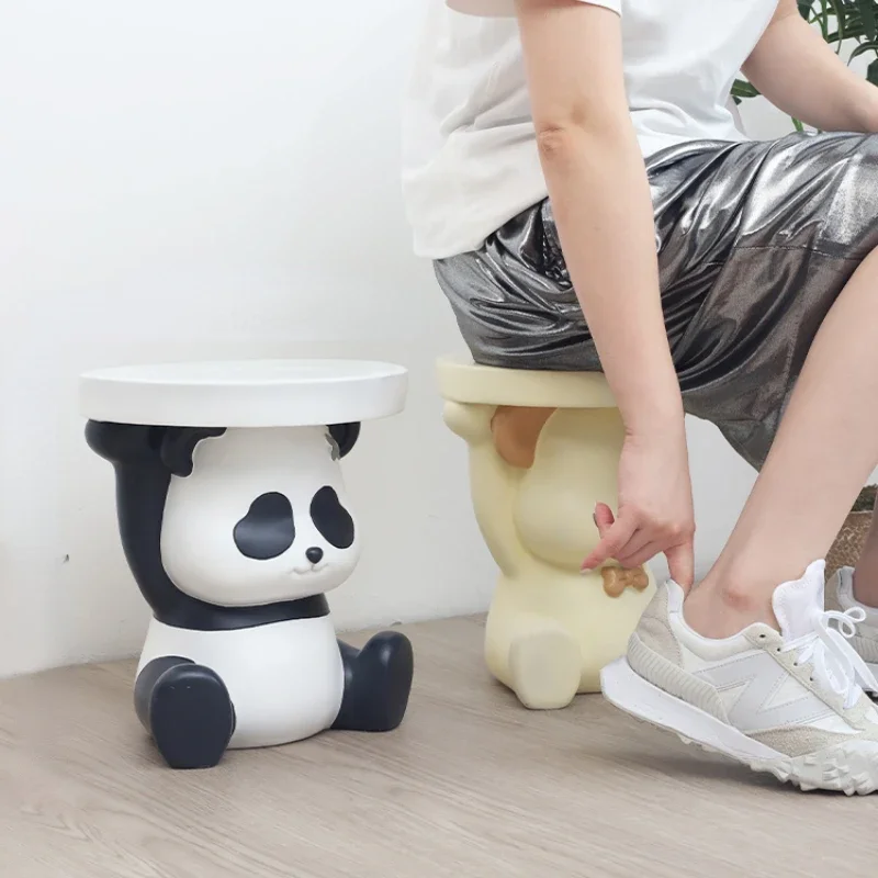 Fun Cute Panda Shoe Stool - Practical Entrance Shoe Cabinet, Living Room Floor Stool, Creative Seating, Home Decor