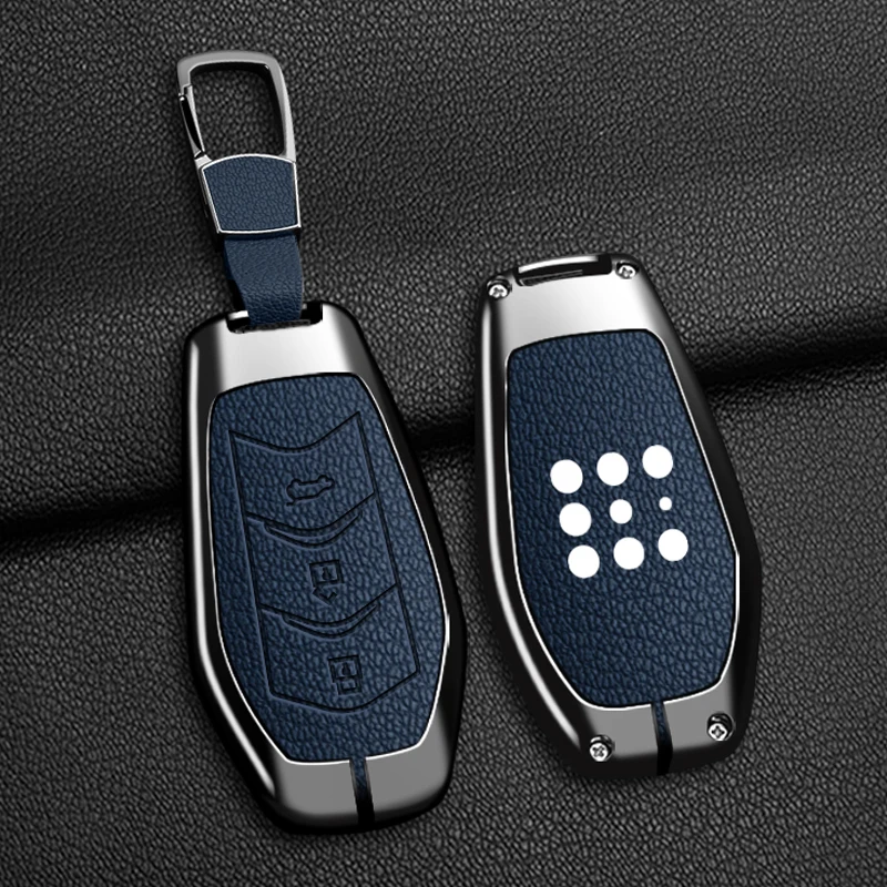 

Zinc Alloy Leather Car Key Case for Dongfeng fengguang Seres Evolute i-Space i-Pro Landian E5 Remote Cover Shell Accessorise