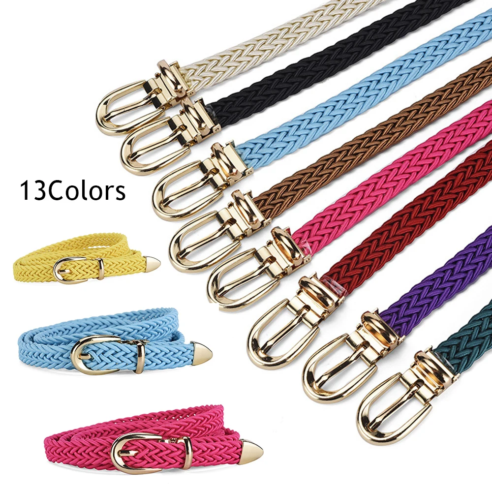 Braided Waist Belt Metal Buckle Female Belt Vintage Fake Straw Wide Belts Waist Strap Detachable Alloy Buckle Weave Waist Belt