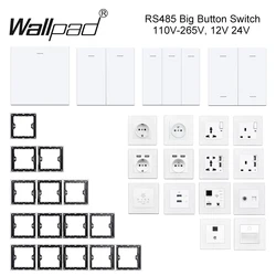 DIY RS485 Switch 110V-265V 12V 24V DC 1 2 3 4 6 Gang White Big Button Wall Light Switches With LED Indicator Wallpad