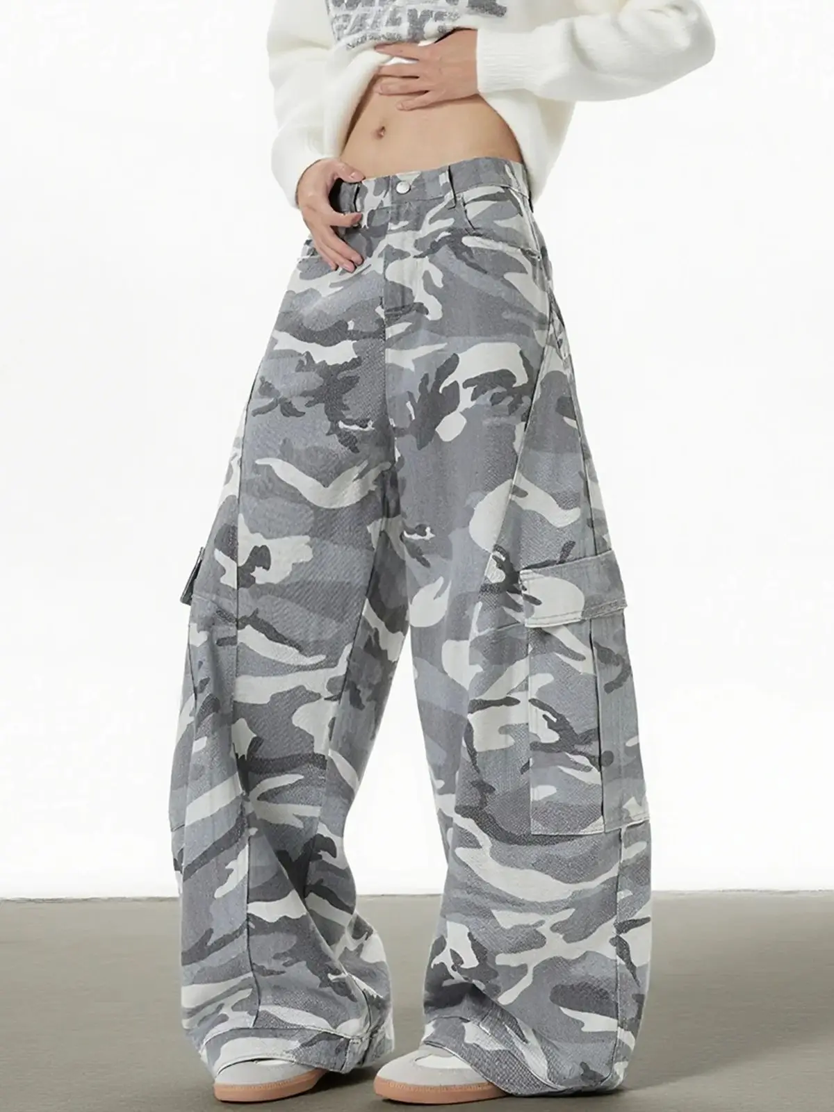 

Camouflage Baggy Cargo Pants Men's Curved Trousers Straight Wide Leg Oversize Autumn Aesthetics Women Y2K Denim Jeans Drop Ship