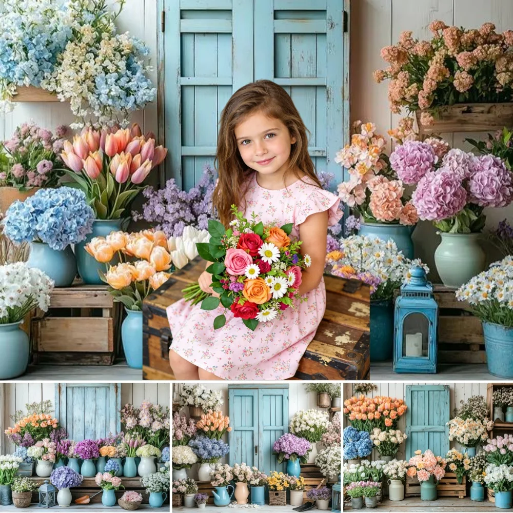 

Spring Photography Background Colorful Flowers Bunny Eggs Kids Birthday Party Portrait Decoration Backdrop Photo Studio Props