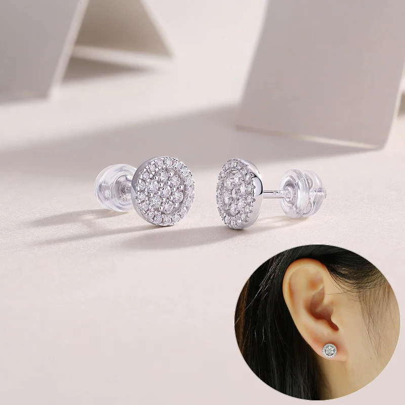 

Apaison D Color Real Moissanite Stud Earrings For Women Fine Jewelry 100% 925 Sterling Silver Ear Studs Bridal Gift Wholesale