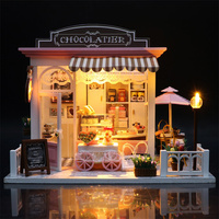 DIY Miniature Wooden Dollhouse Kit Chocolate Shop Doll House Coffee Store Casa With Furniture Toys for Friends Birthday Gifts