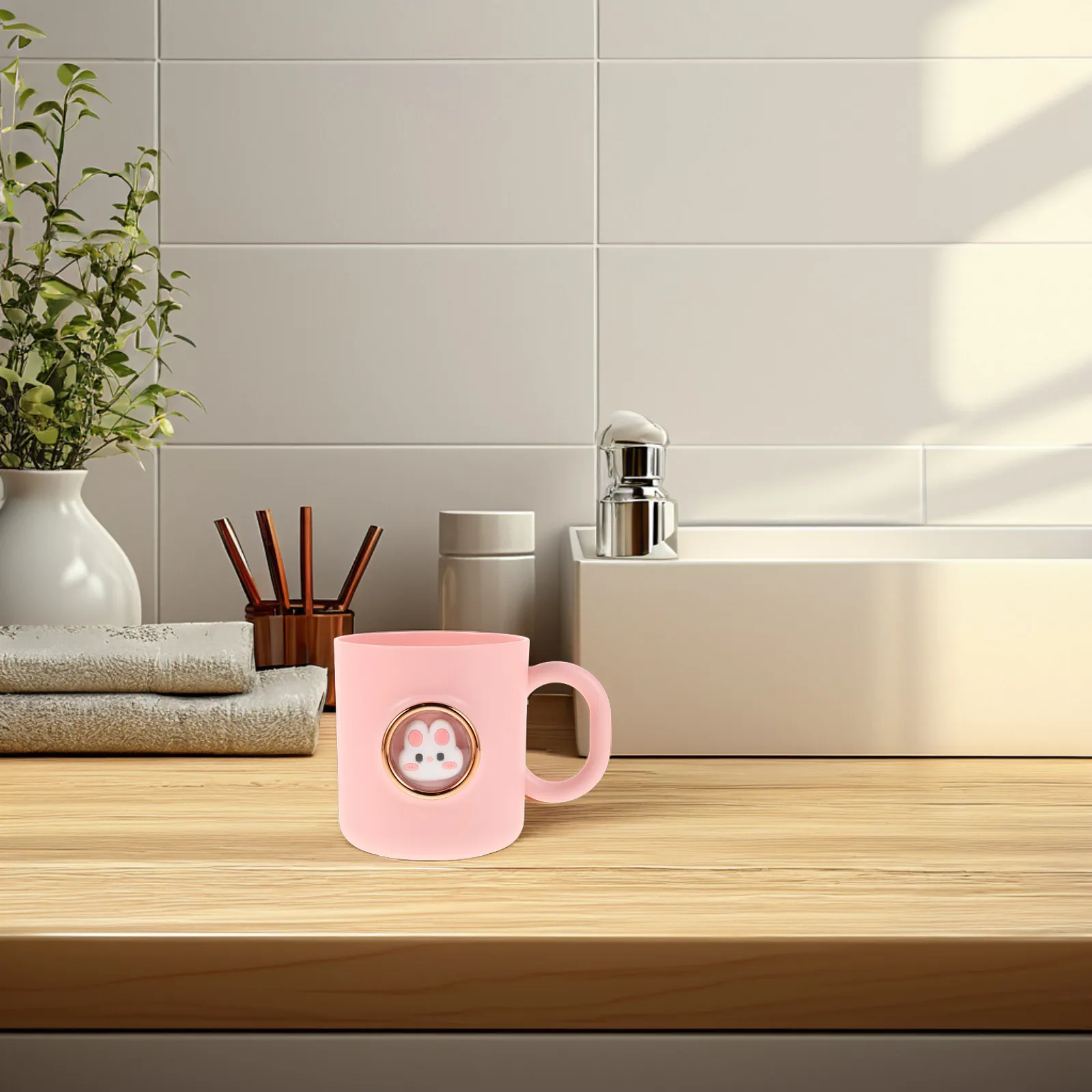 

Childrens Cute Animal Rinse Cup for Brushing Teeth Reusable Plastic Mouthwash Cup Bathroom Mug for Home Travel