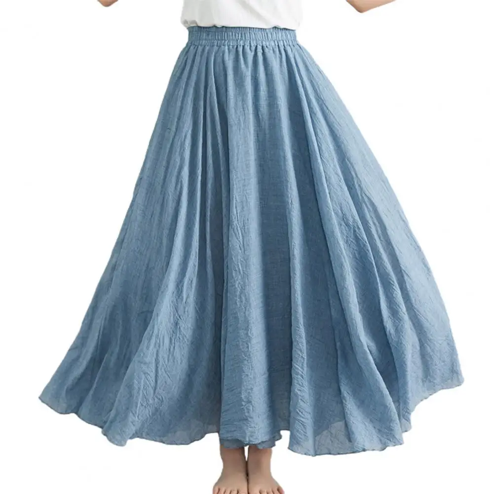 Fashion Cotton Linen Clothes Women Skirts Maxi Elegant Beach Ropa Mujer Casual Vestido Boho Long Skirt Harajuku