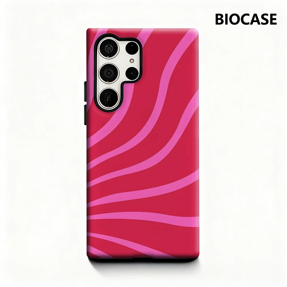 Pink Rays Handyhülle für Samsung Galaxy S25 Ultra S24 S23 Ultra Plus, glänzende doppellagige Rückseite