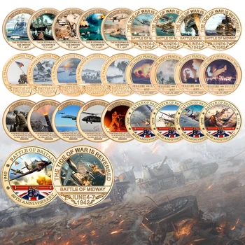 Colección de monedas conmemorativas de guerra, juego de monedas de desafío de la guerra mundial, regalo para hombres, recuerdo militar, regalo coleccionable para veterano