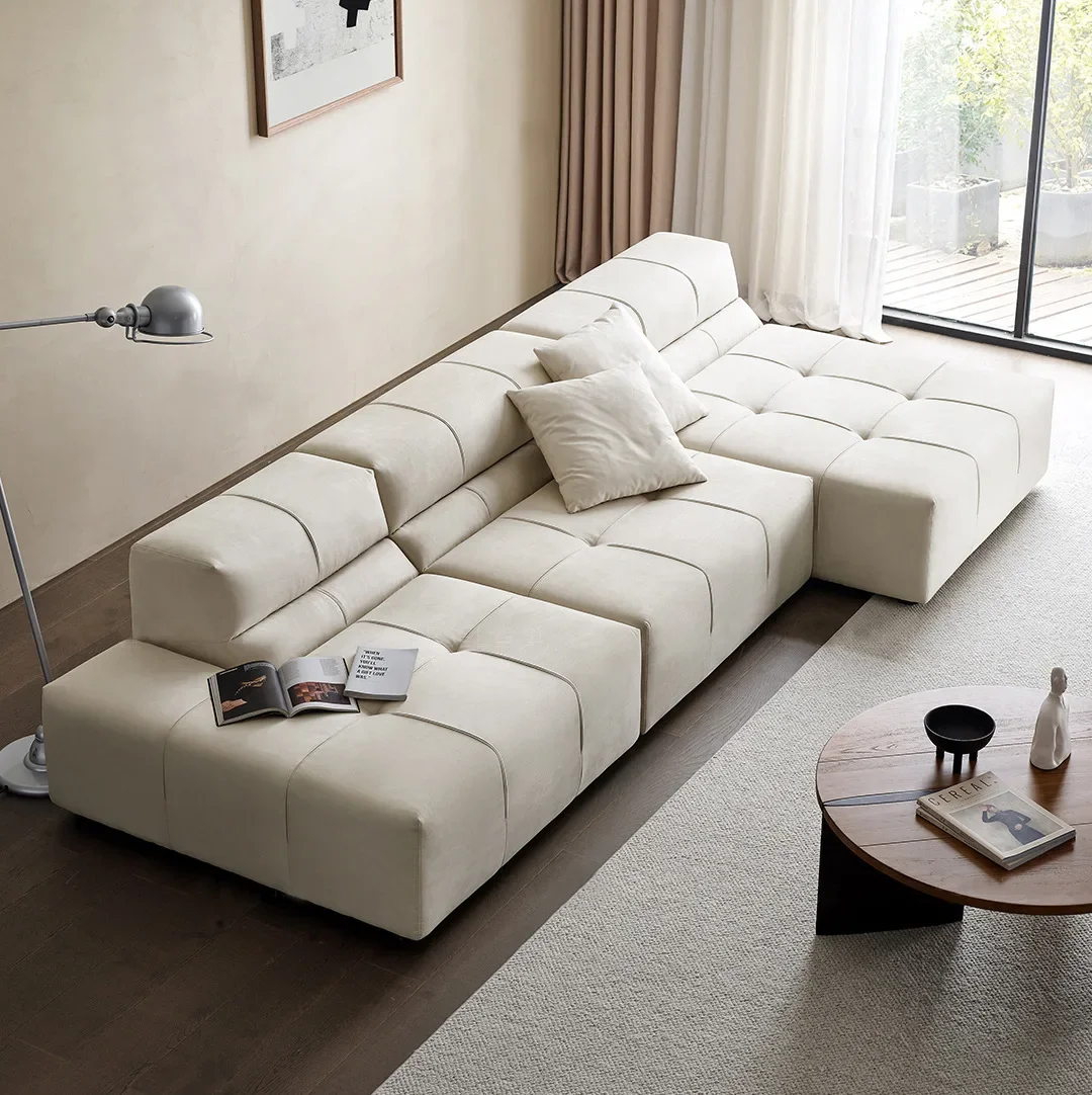 

Italian Leisure Velvet Fabric Module Couch Sofa Minimalist Living Room Furniture Modular Sectional Sofa Set