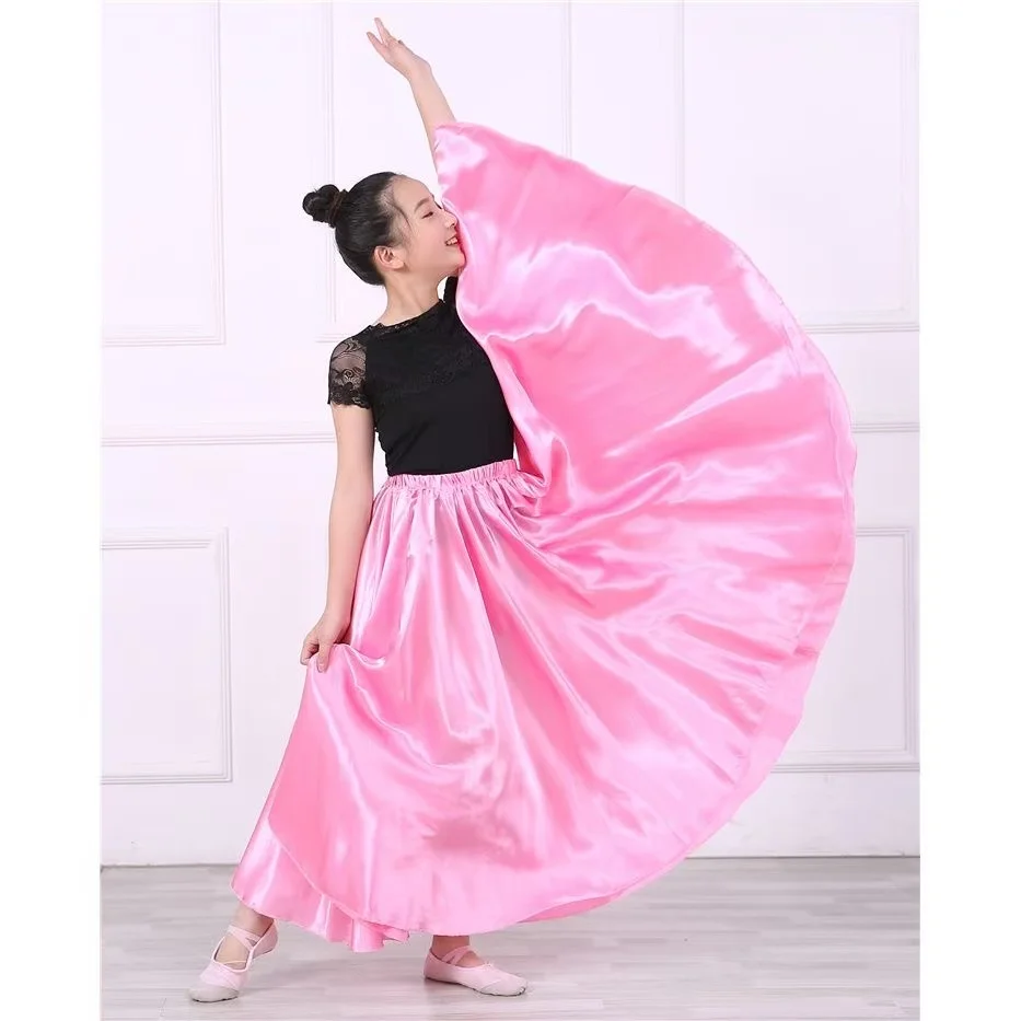 Kinderen Buikdansende Rok Meisje Satijn Effen Dansende 360 Graden Rok