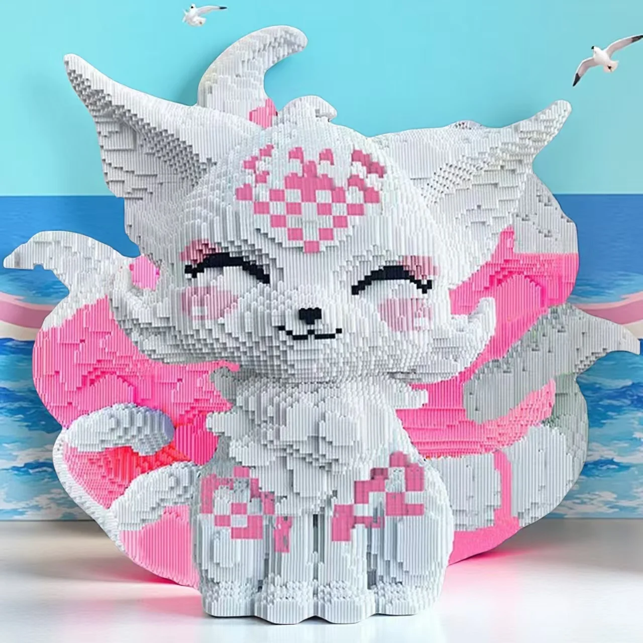 5648-Piece Girly Pink Nine-Tailed Fox Building Block Puzzle